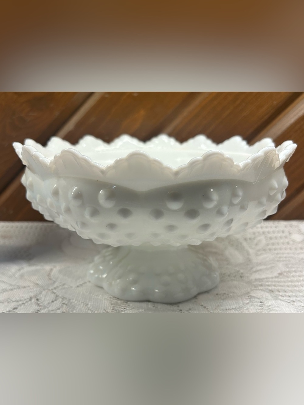 Vintage Fenton Hobnail Milk Glass Creative Candle Bowl
